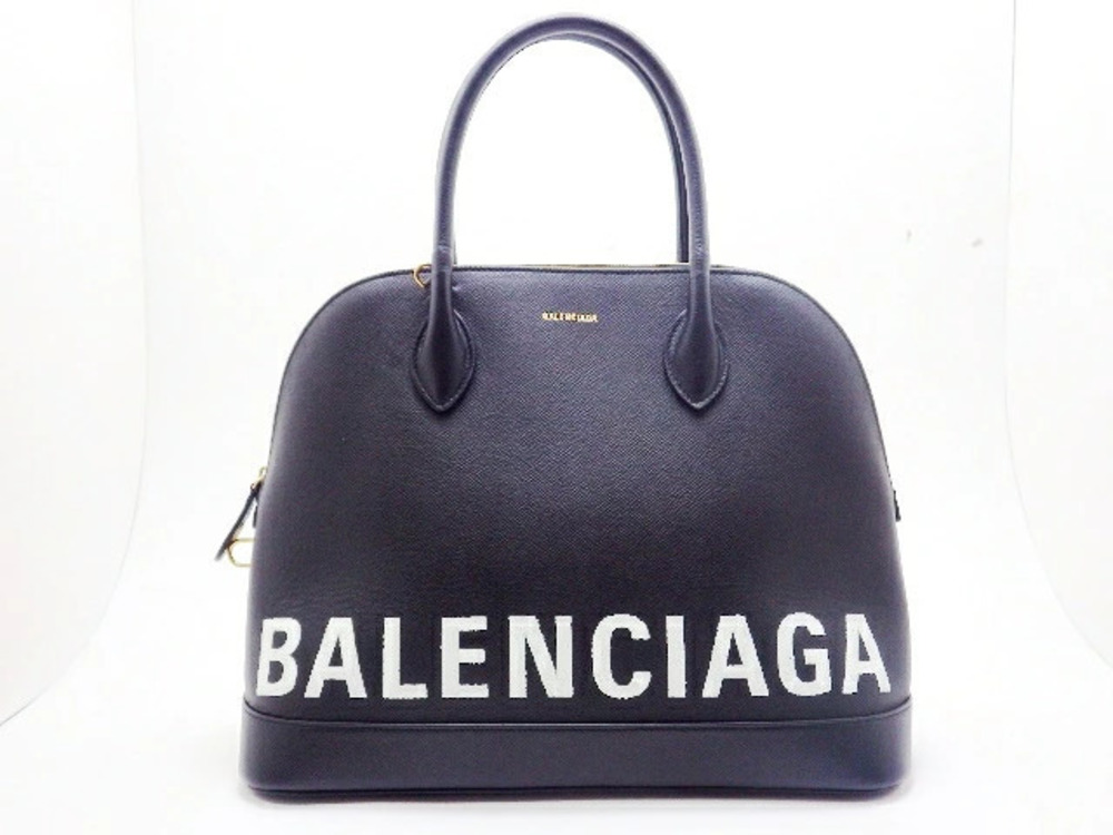 Balenciaga Handbag Built Top Handle Calfskin Embossed Black